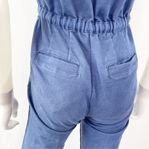 Valfre Jumpsuit Denim Overalls Zip Up V-Neck Short Sleeves Size XS - Picture 10 of 14